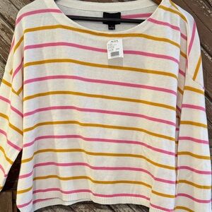 Lumiere Women's Colorful Striped Sweater - Cream, Pink, and Gold